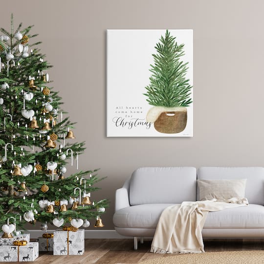 Stupell Industries All Hearts Home For Christmas Phrase Canvas Wall Art